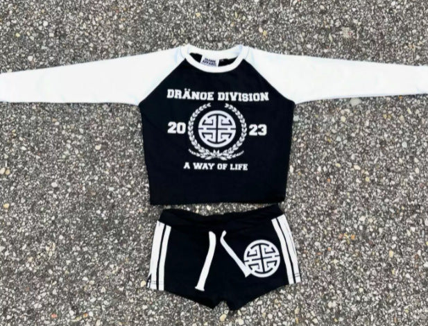 Women Letter Casual Sexy Street Print Top and Shorts Sports Two-Piece Set 8