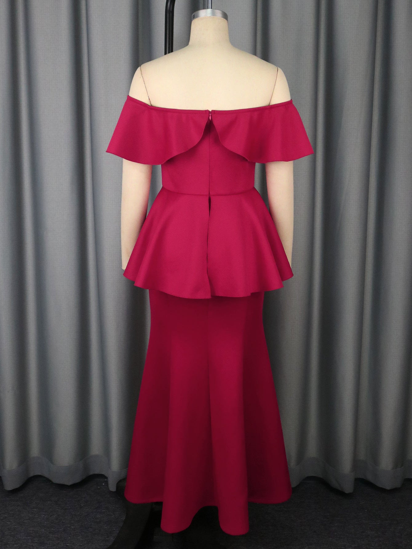 Sexy Ruffle Off-Shoulder Long Dress Chic Elegant Bodycon Formal Party Mermaid Gown 7