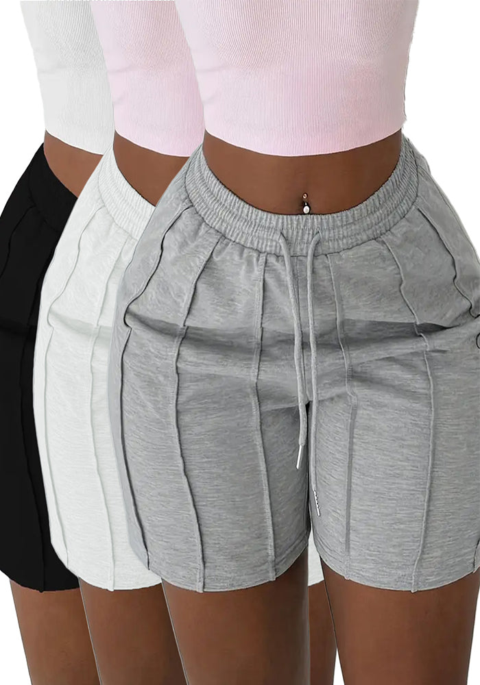 Women Spring Solid Casual Drawstring Shorts