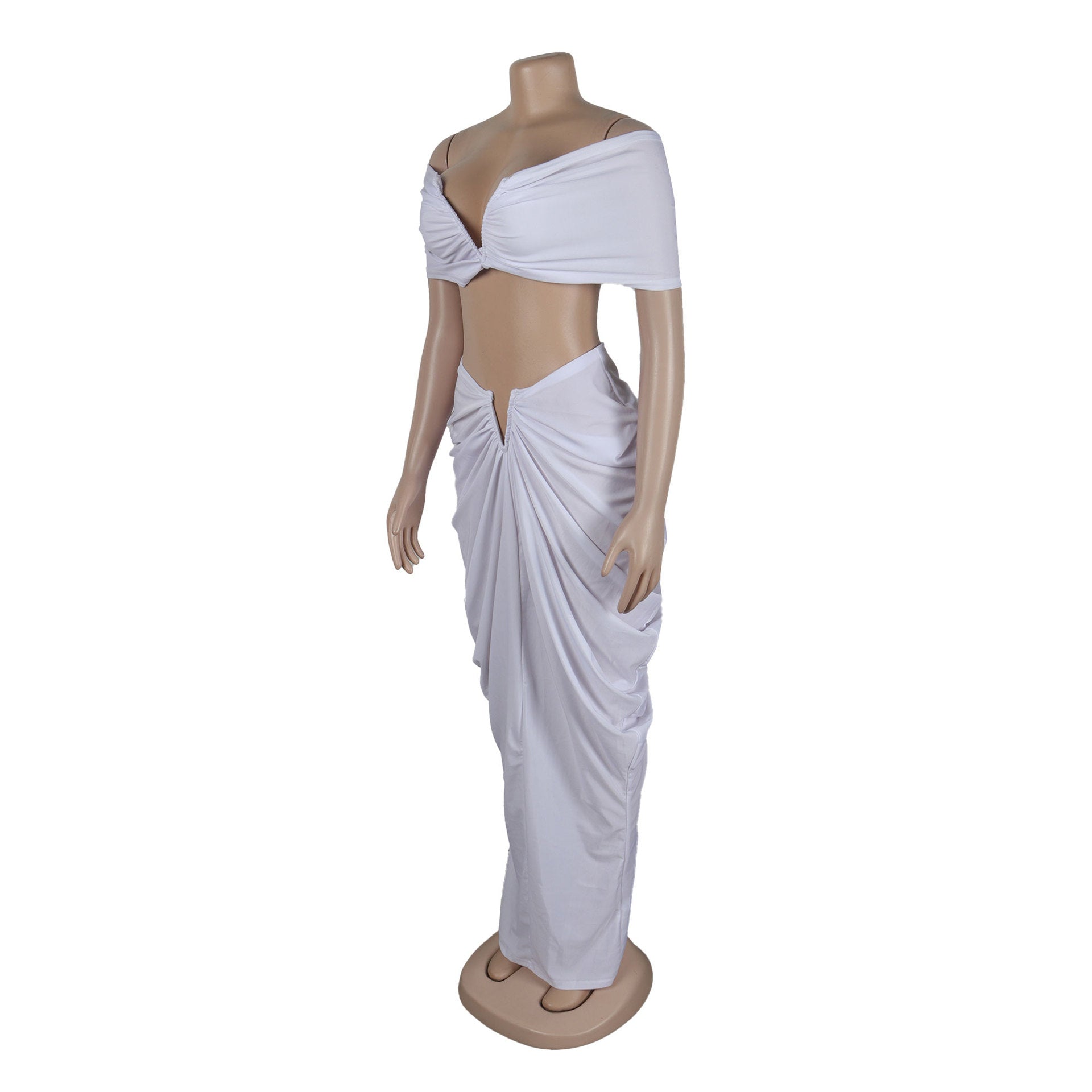 Women Sexy Sleeveless Strapless Crop Top and pleated Skirt two-piece set 23