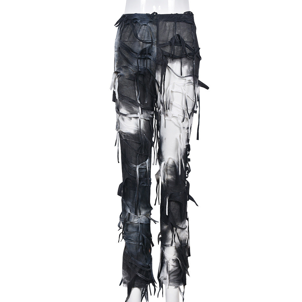 Women Style Tie Dye Tassel Casual Pants 6
