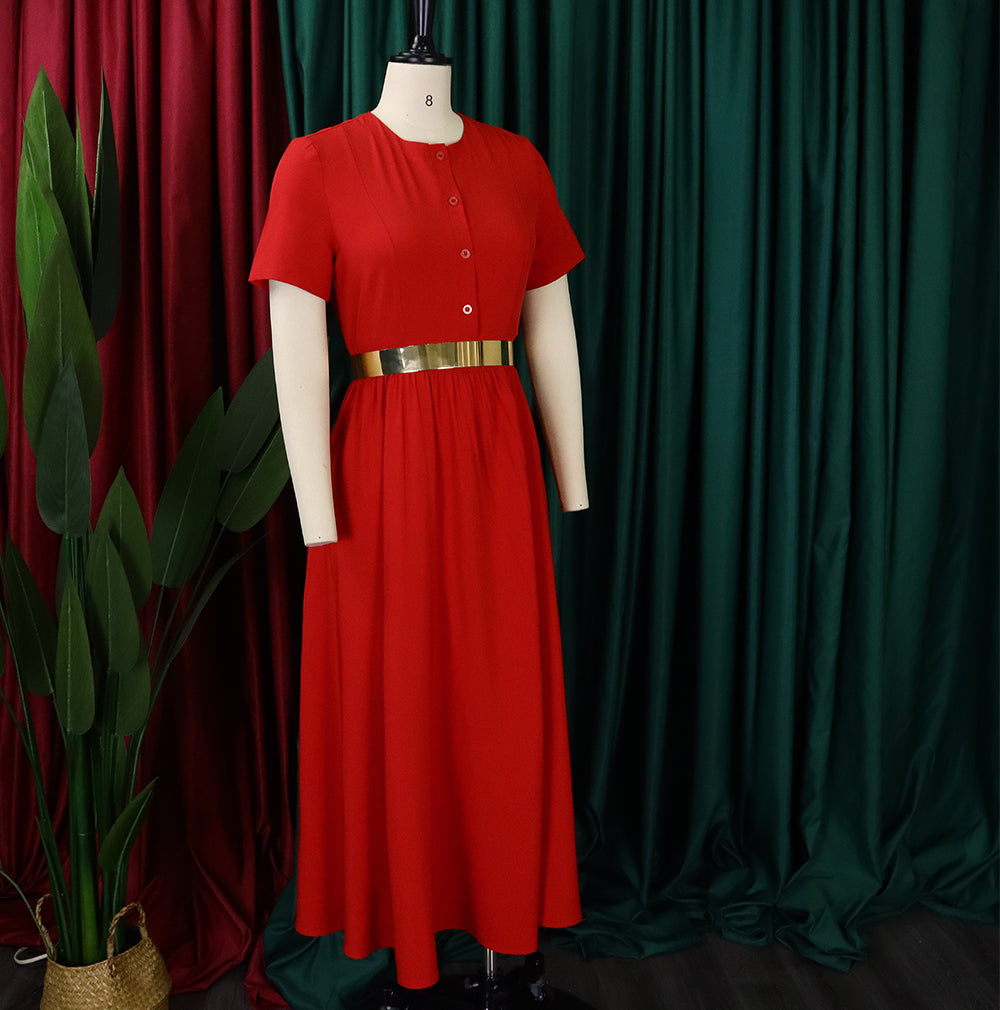 Women Summer Short Sleeve Belted Dress 9