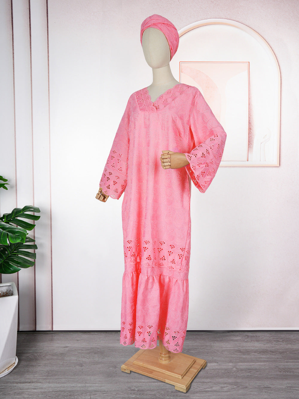 Plus Size African Women Patchwork Lace Dress 4