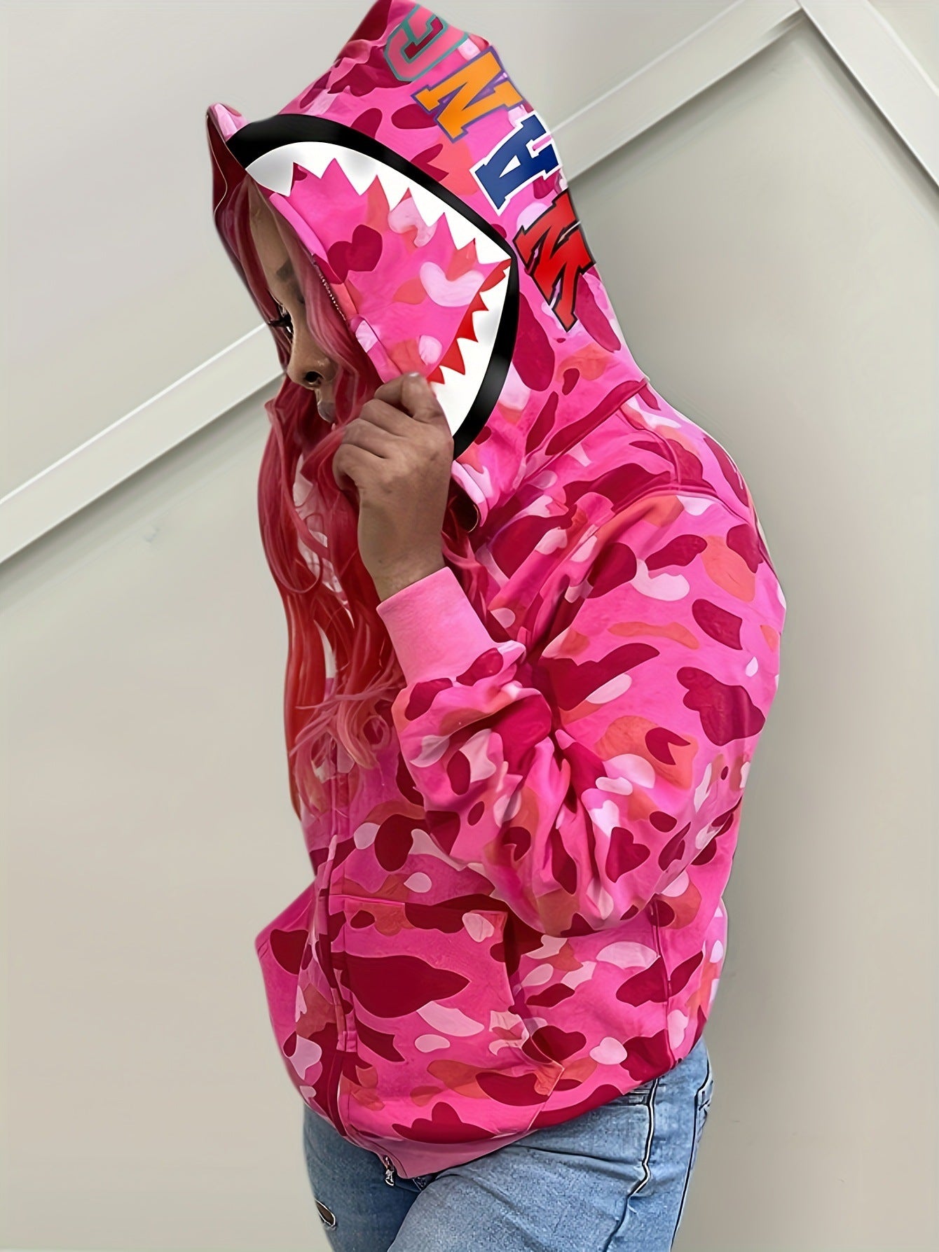 Women Autumn/Winter Camouflage Zippered Hoodies