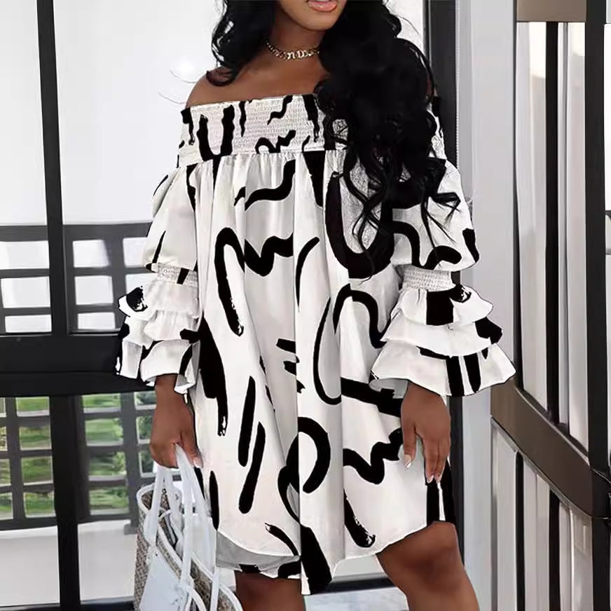 Women summer off-shoulder printed dress 4