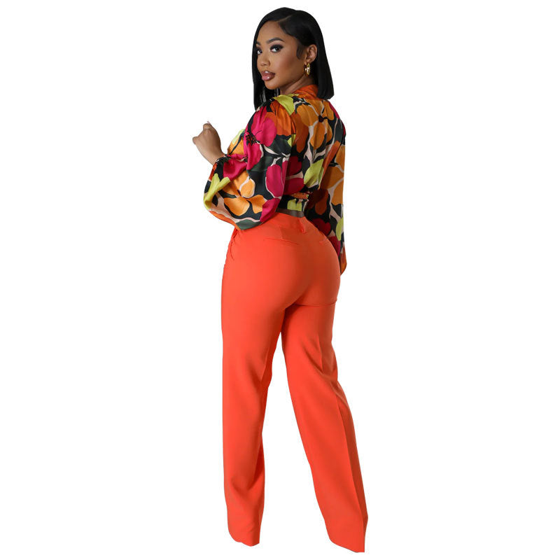 Autumn And Winter Women's Casual Flower Long Sleeve Top Fashion Wear