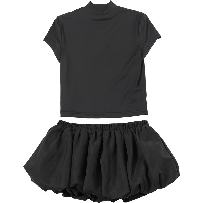 Women Summer Street Trend Round Neck Crop T-Shirt and Skirt Two-Piece Set 8