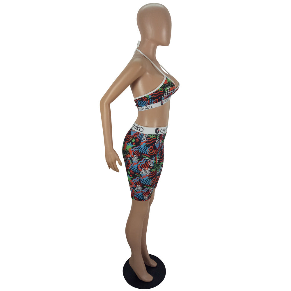 Women summer camouflage vest sports Top and Shorts Casual two-piece set 24