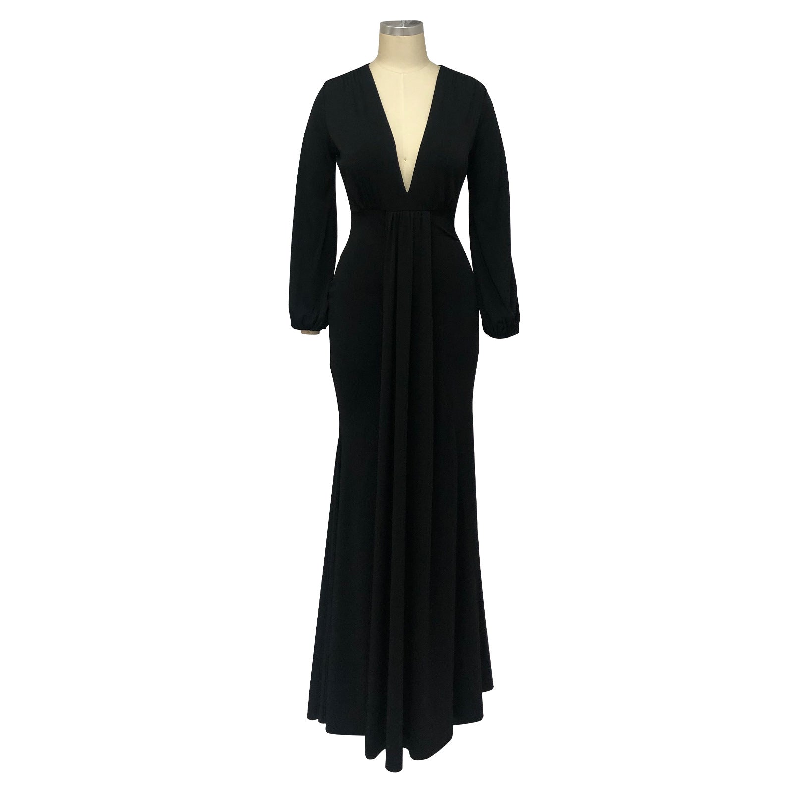 Women Autumn Sexy Slim Deep V-Neck Long Sleeve Dress Dress 14