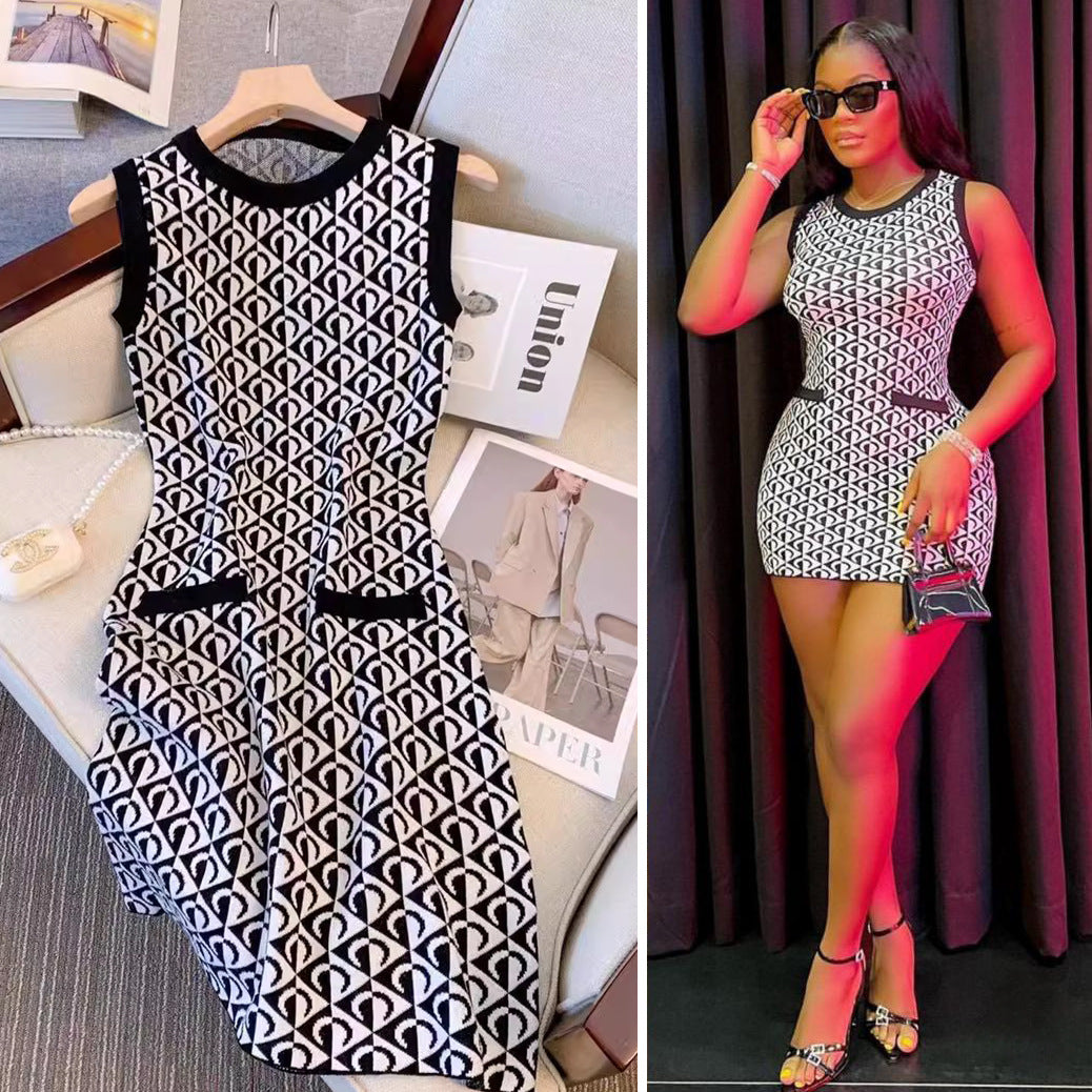 Women Sleeveless Bodycon Knitting Dress 3