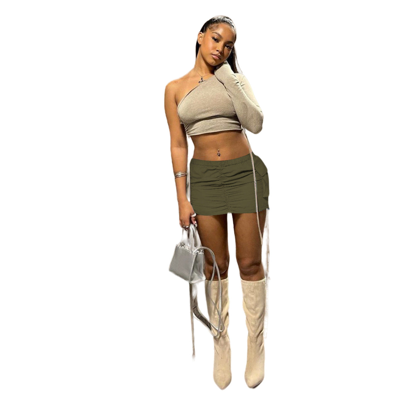 Women Sexy Drawstring Mini Skirts 12