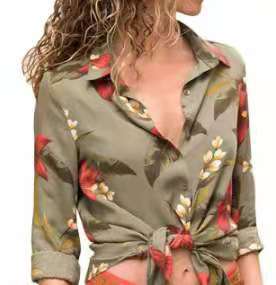 Women Casual Long Sleeve Color Block Shirt 9