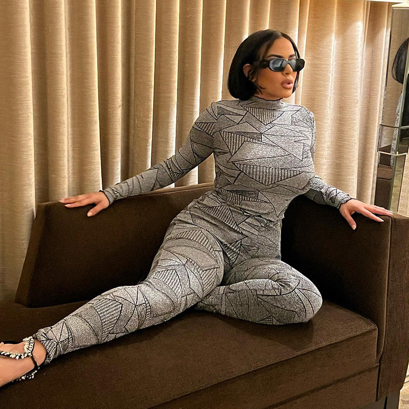 Women's Fall Winter Fashion Ruffle Round Neck Long Sleeve Pants Casual Suit Women 5