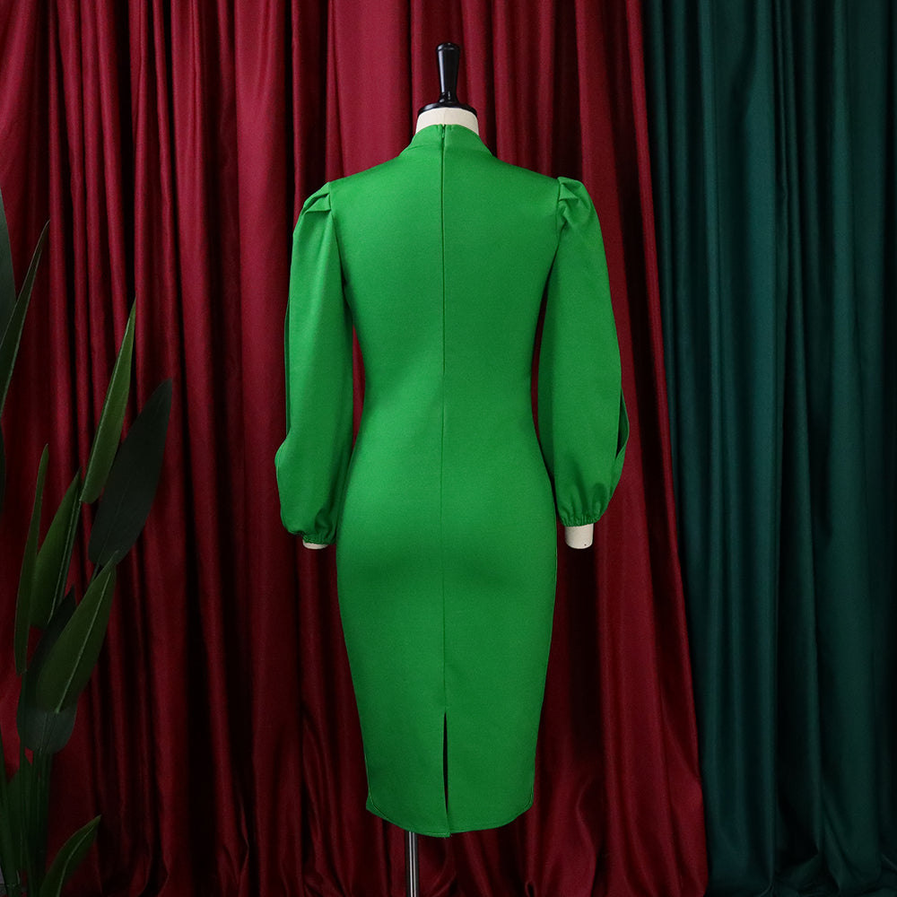 Plus Size Women Solid Color cut out sleeve bodycon Dress 21