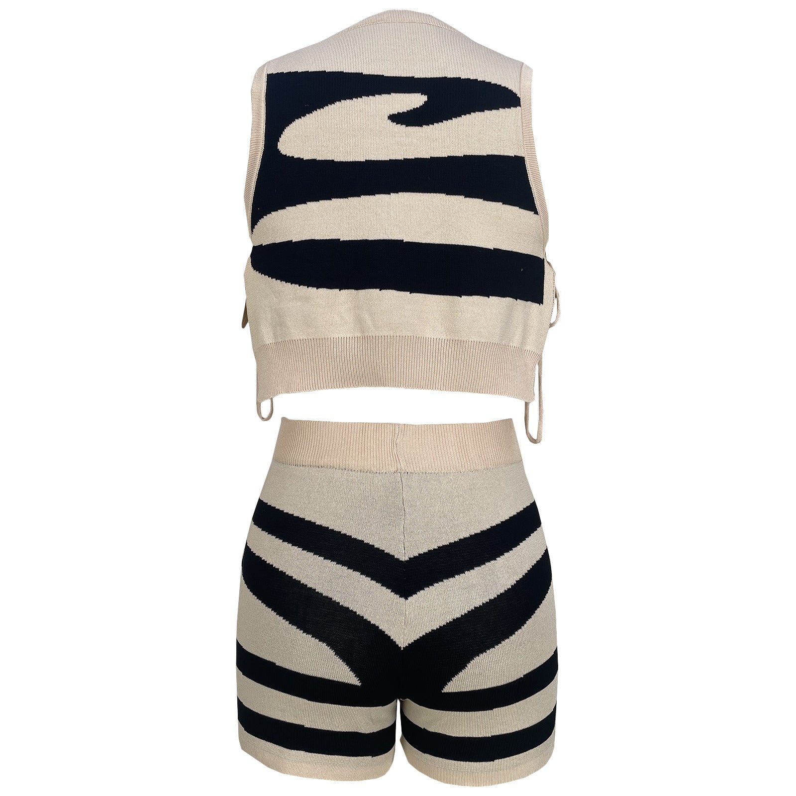 Women Sleeveless Tank Top Lace-Up Printed Casual Top and Shorts Two-Piece Set 21