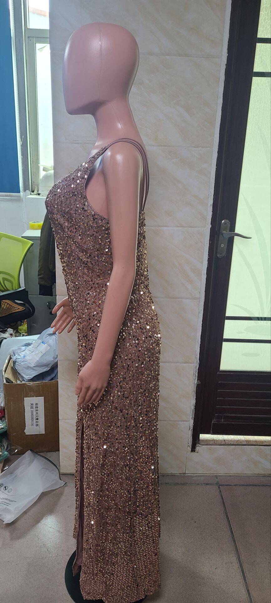 Women Summer Sexy Off Shoulder Slit Sequin Dress 21