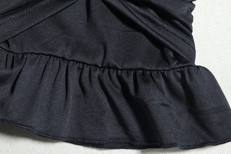 Solid Color Slash Shoulder Long Sleeve Tight Fitting Bodycon dress 17