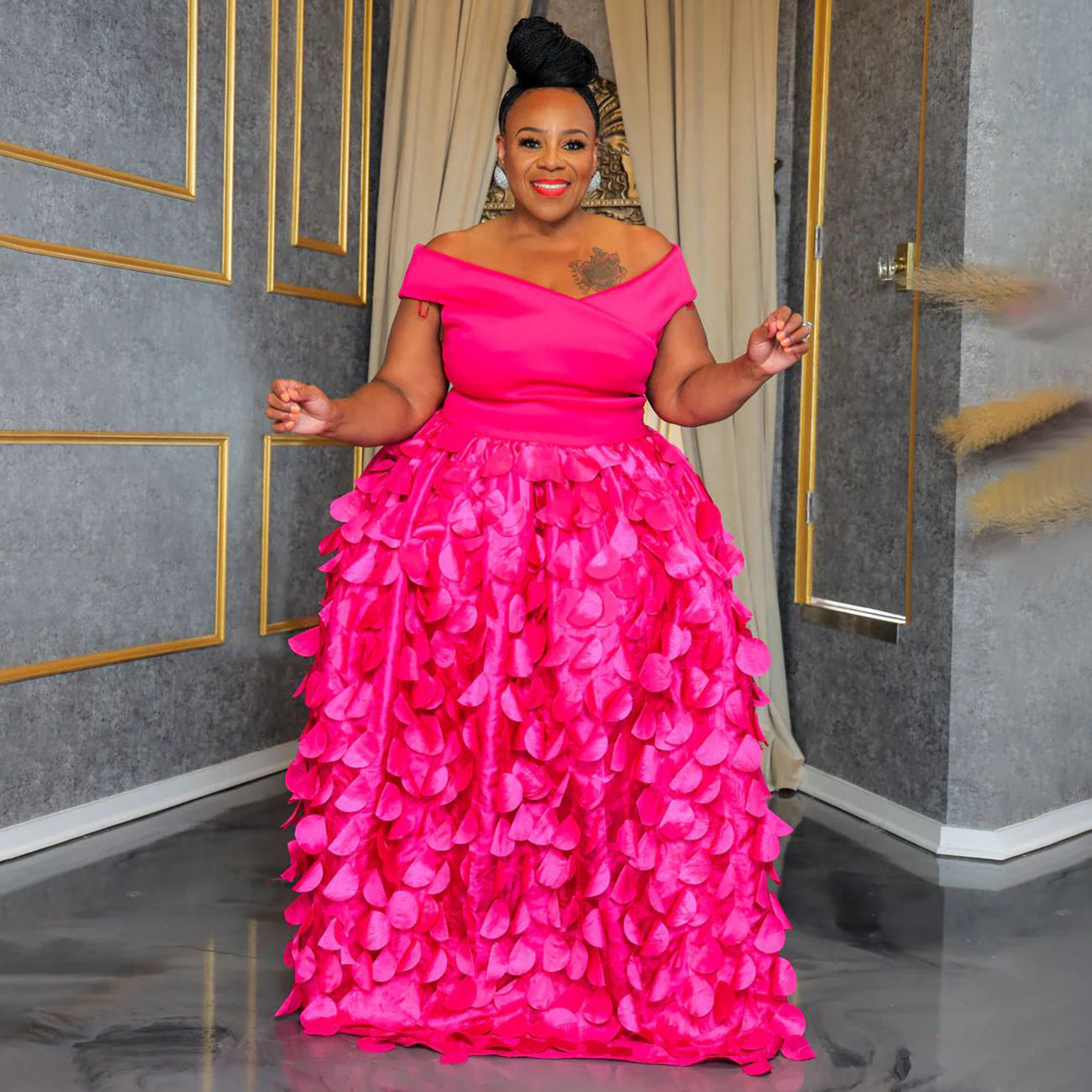 Women's Africa Plus Size high waist Formal Party evening dress 4