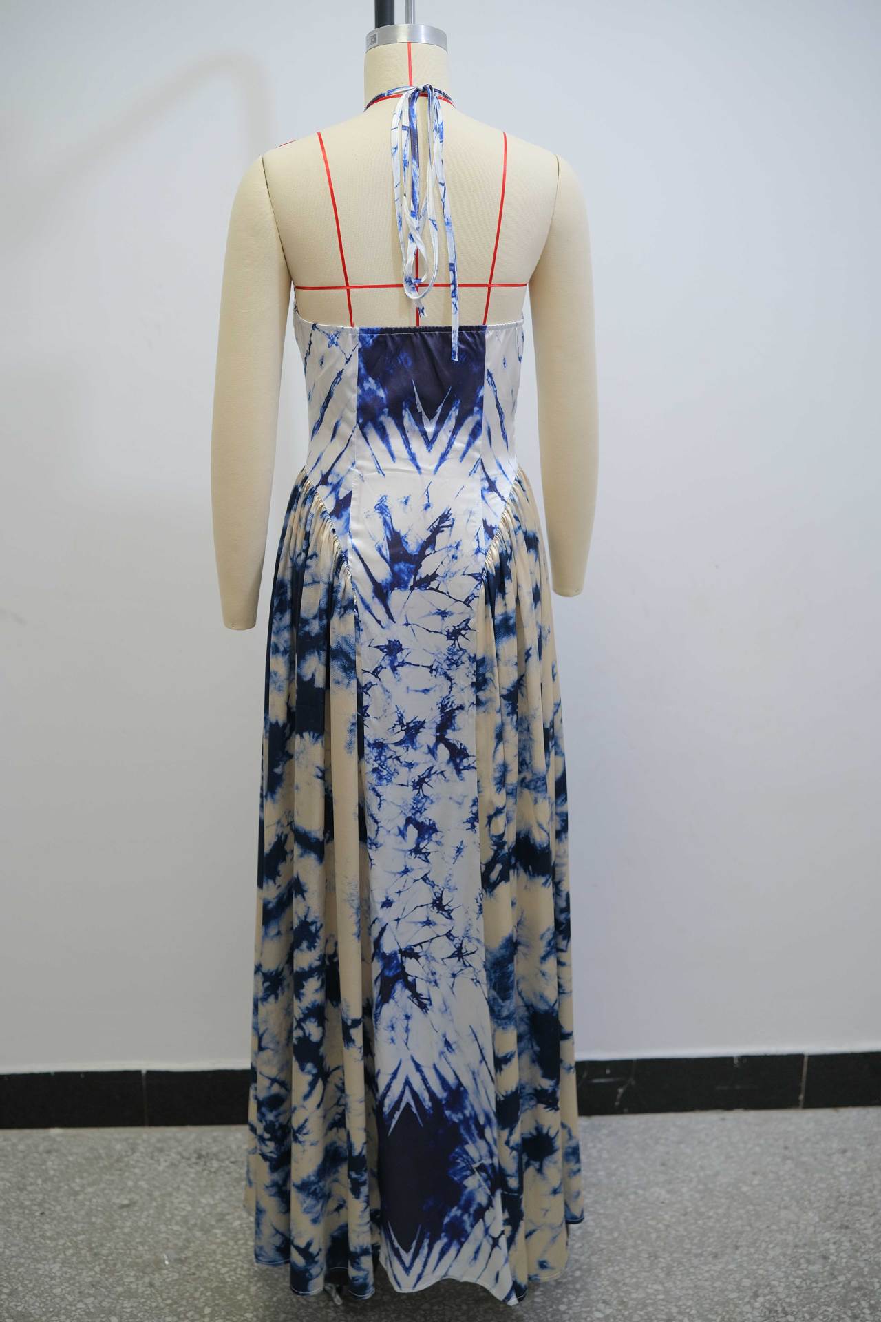 Women summer v-neck Halter Neck Sleeveless Printed Dress 8