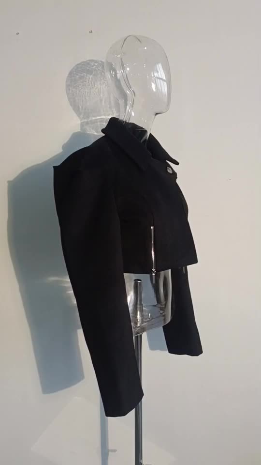 Contoured Wide Shoulder Short Coat Women Winter Chic Trendy Jacket 9