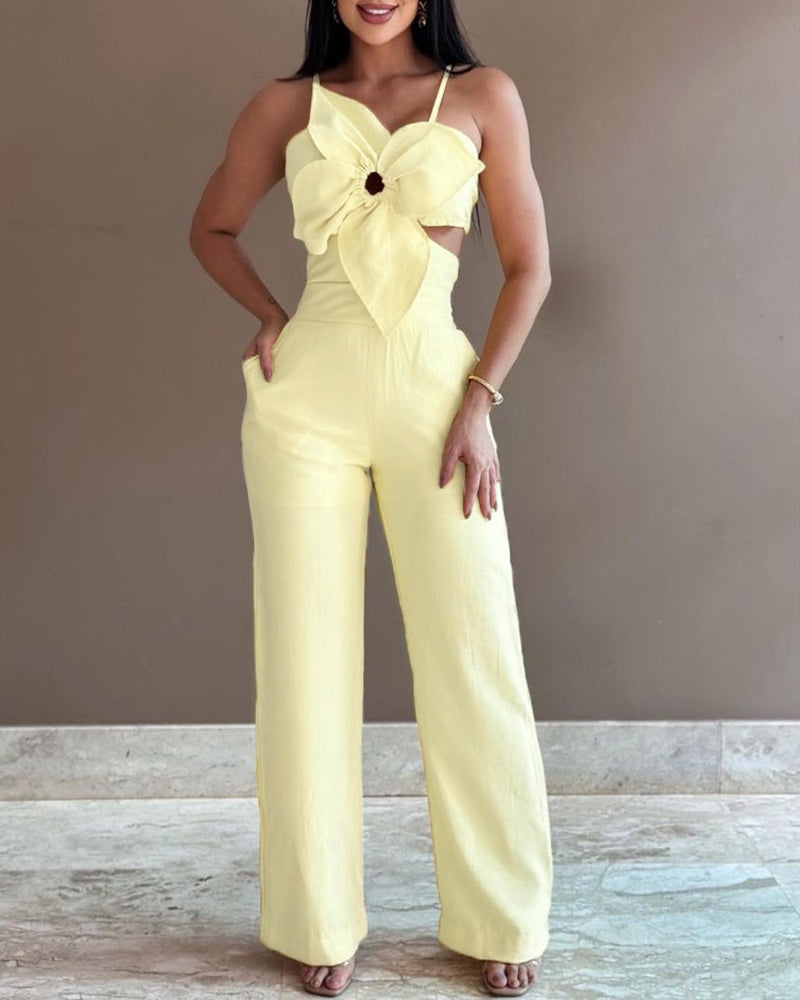 White Floral Strap Jumpsuit 4