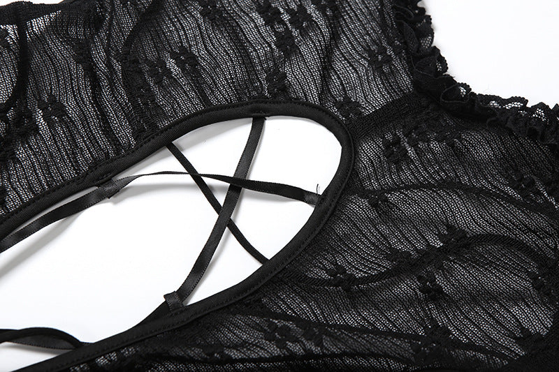 Women Fall Lace See-Through Sexy Jumpsuit 13