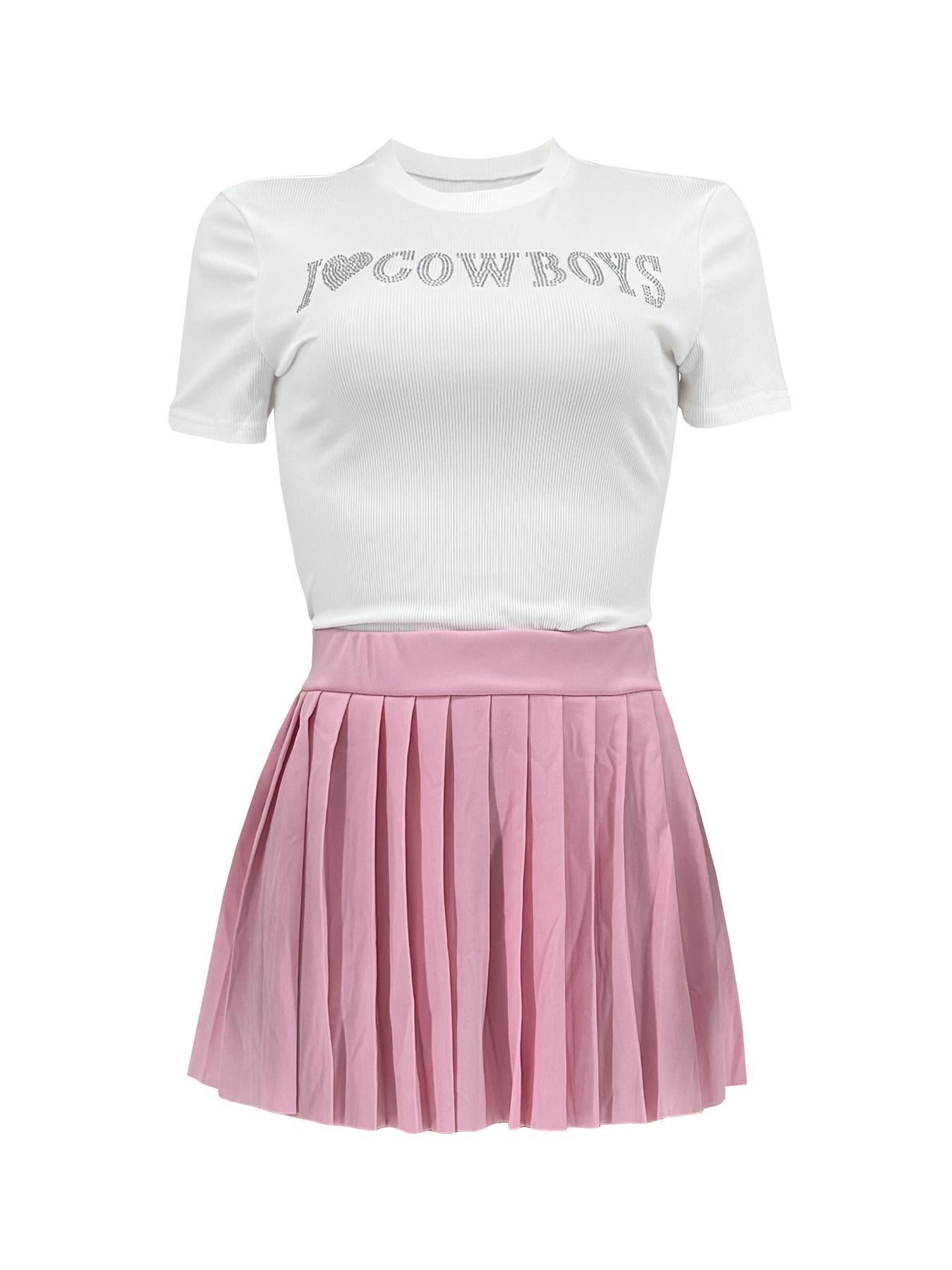 Women Casual Top and Pleated Skirt Two-piece Set 21