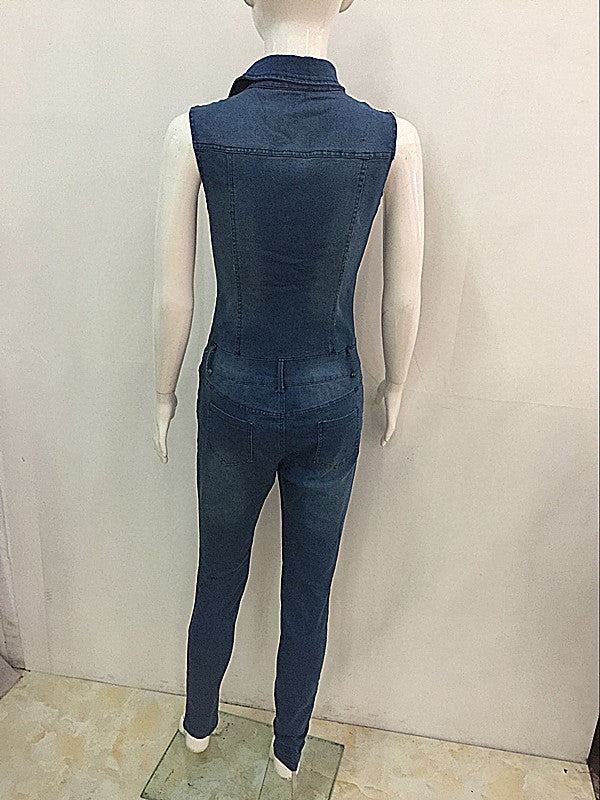 Slim Fit Jumpsuit Denim Pants 7