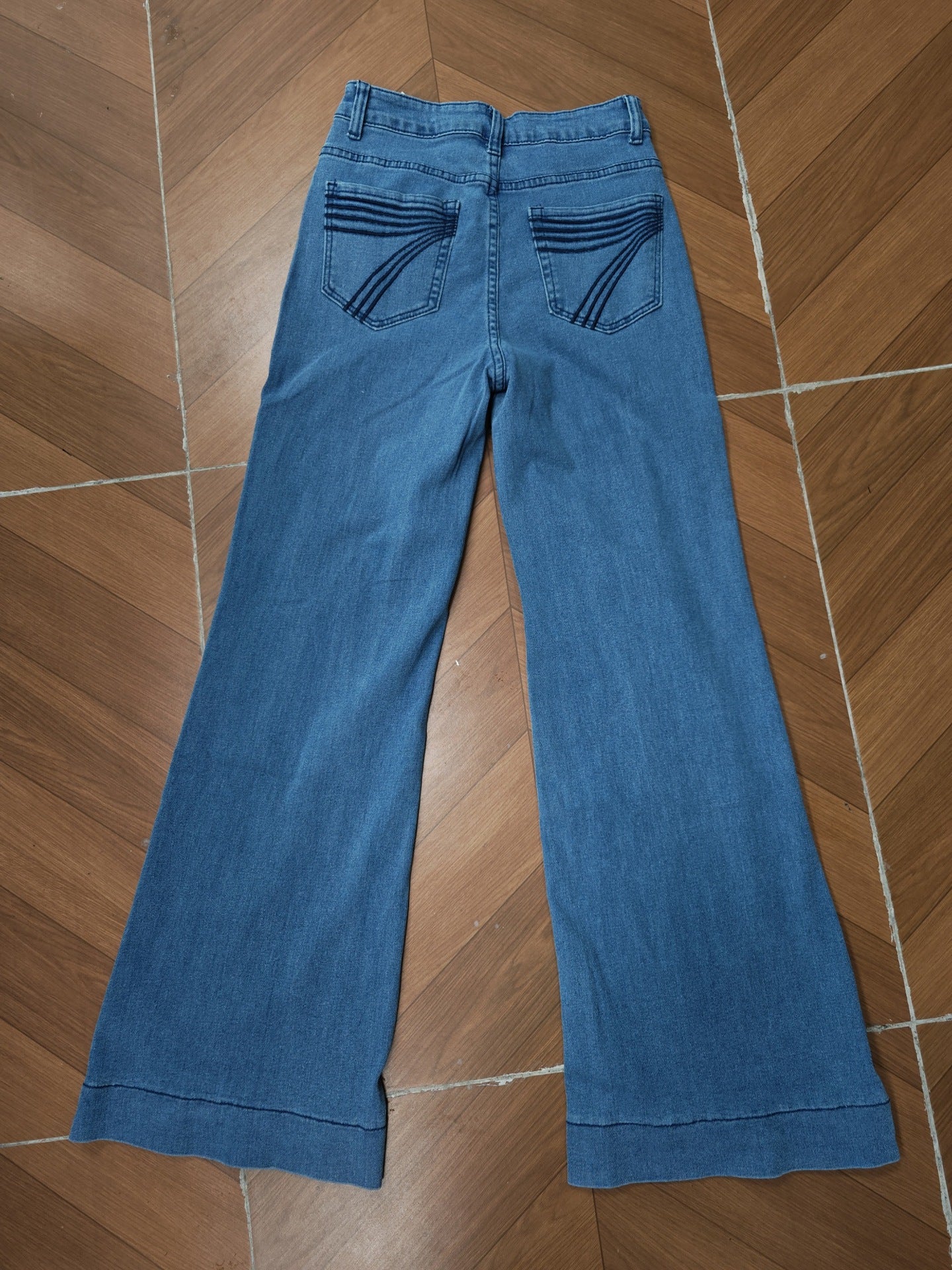 Slim Fit Stretch Mid Waist Bell Bottom Denim Pants Plus Size Women's Stretchy Mid Rise Jeans 12