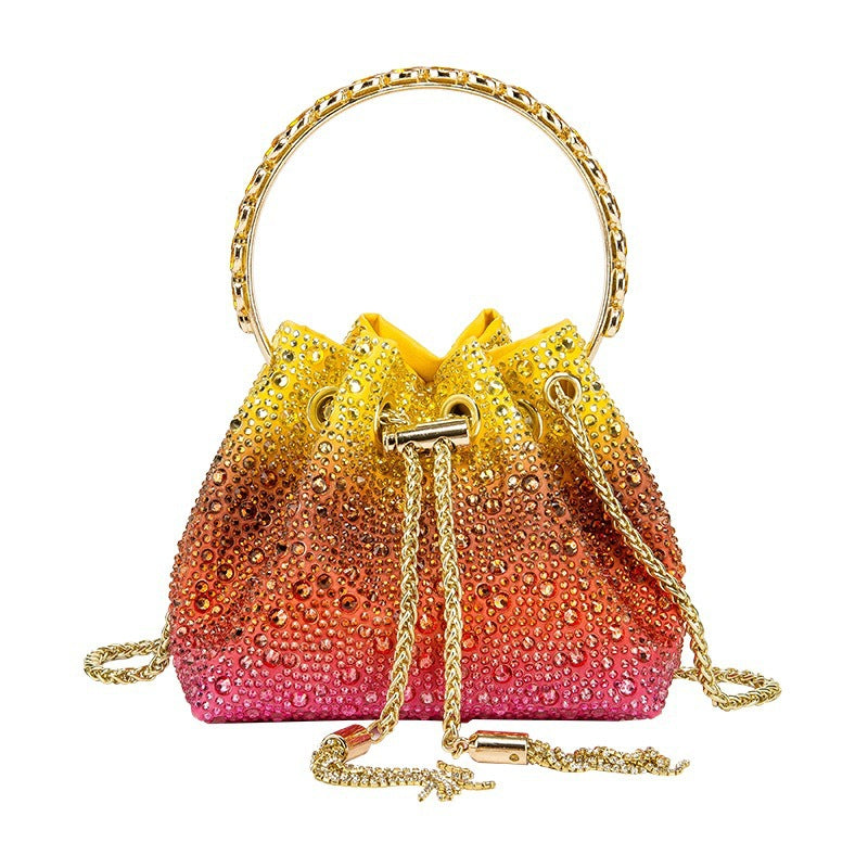 Women Autumn/Winter Bucket Bag Drawstring Beaded Shoulder/Crossbody Handbag 35