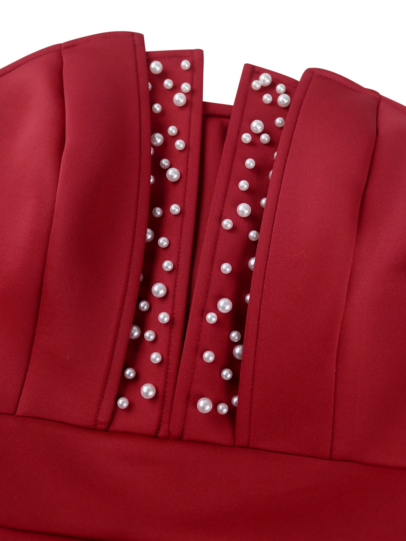 Strapless Beaded Fishtail Ruffled Slim Long Evening Dress 13