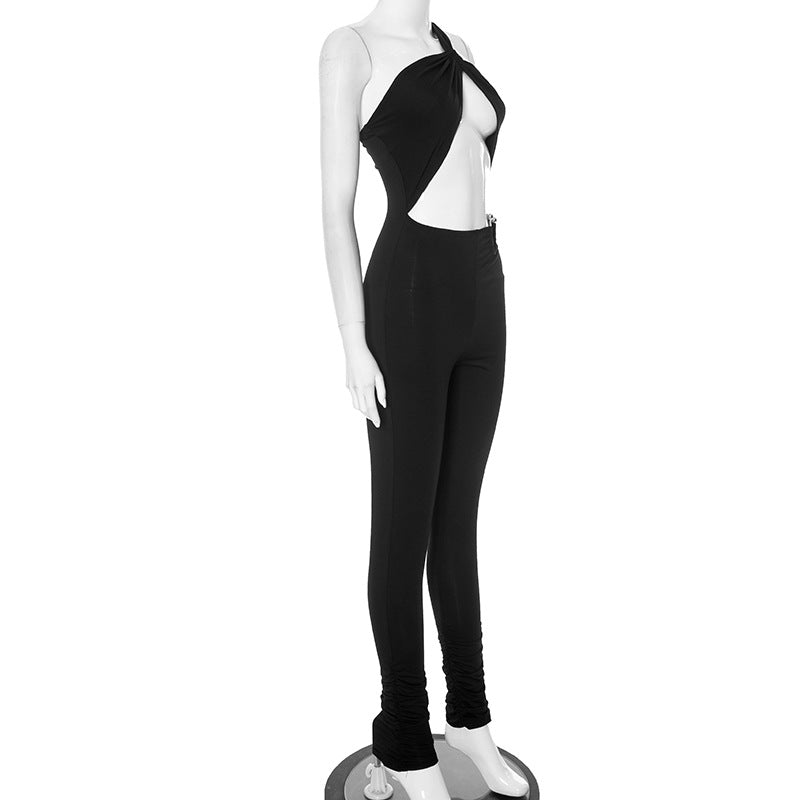 Women Sexy Hollow One Shoulder Yoga Jumpsuit 8