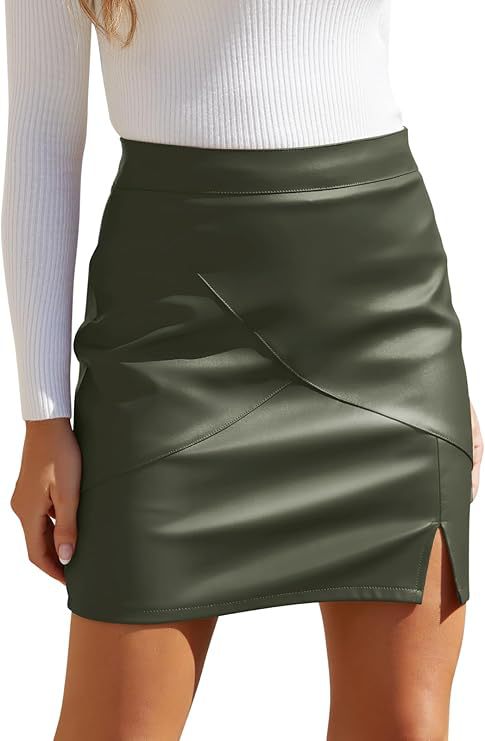 Women pu leather zipper Skirt 9