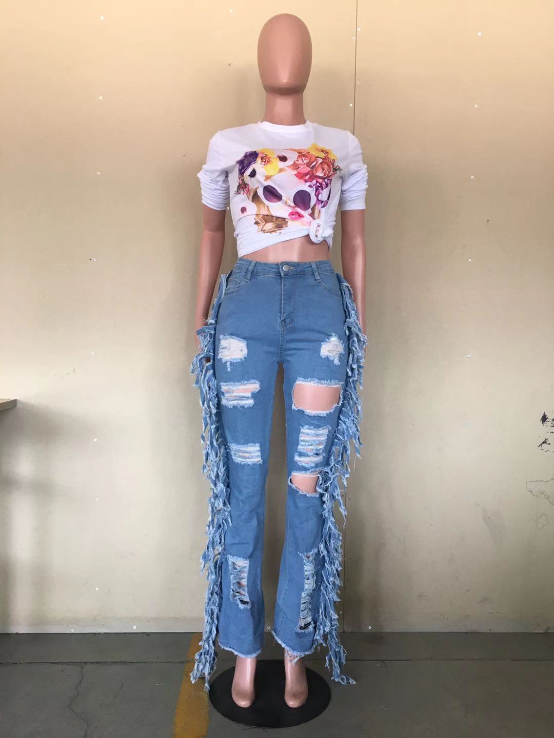 Ripped Tassel Summer Long Denim Pants 6