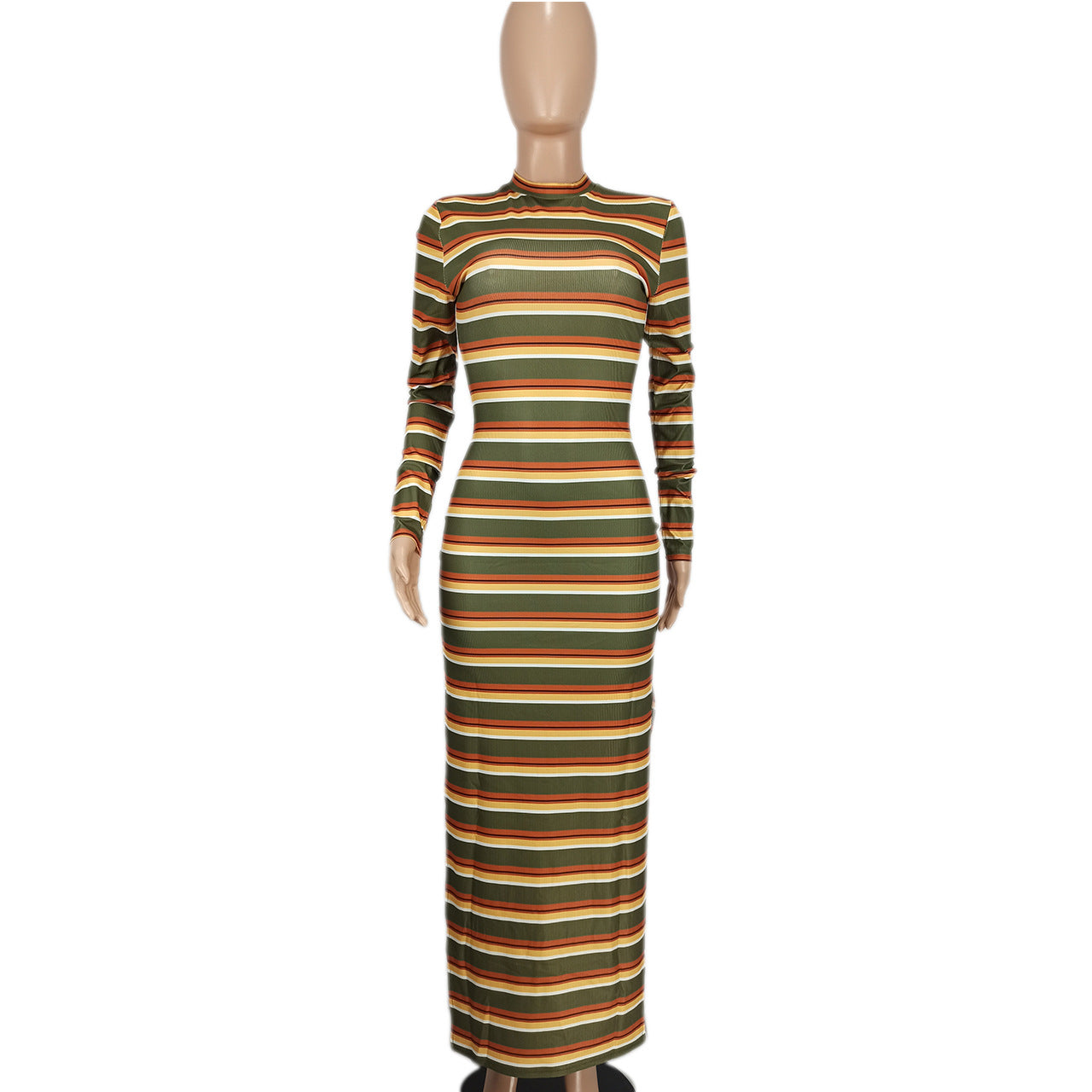 Women's Sexy Slit Ribbed Striped Dress 8