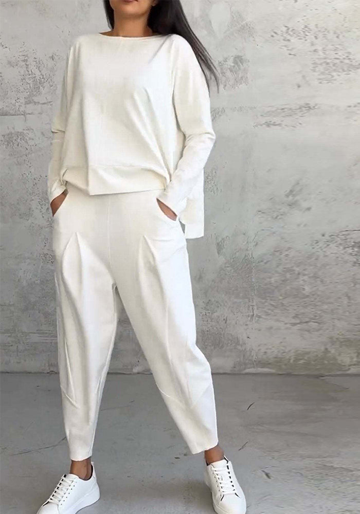 Women irregular long sleeve Top and Pant two-piece set