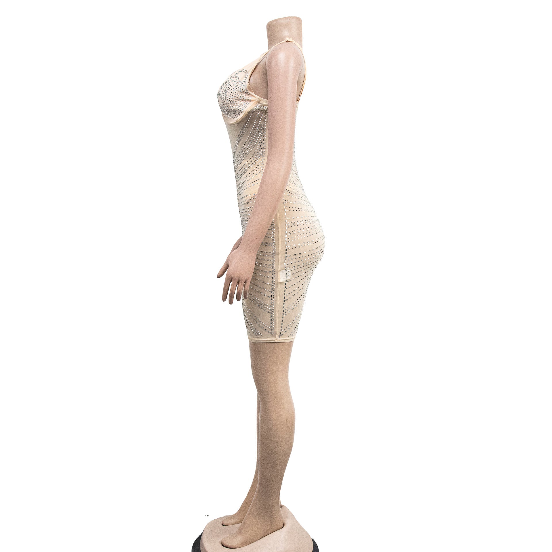 Women's Fashion Beaded Mesh straps Sleeveless club Dress 23