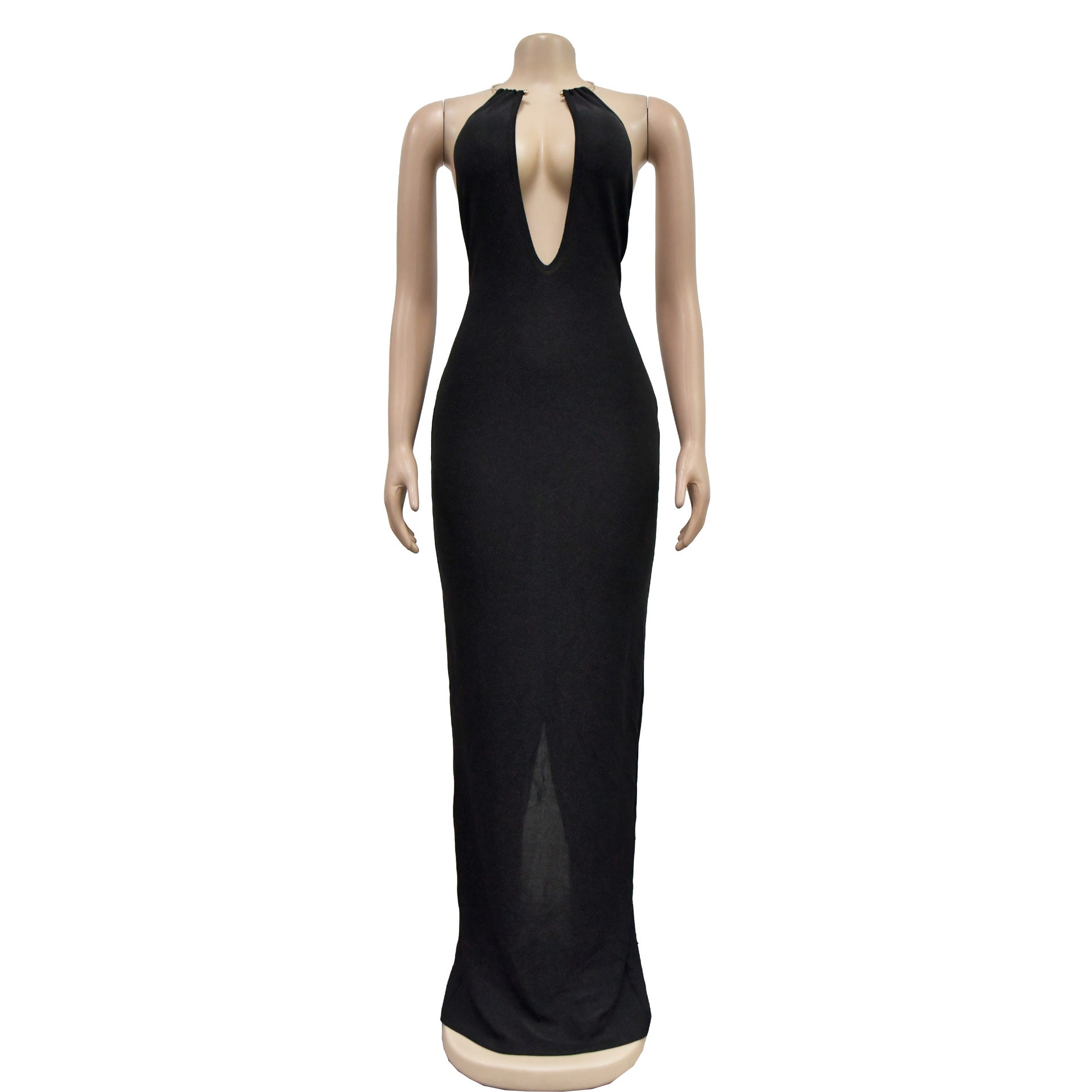 Women Solid Hollow Backless Sleeveless Maxi Dress 15