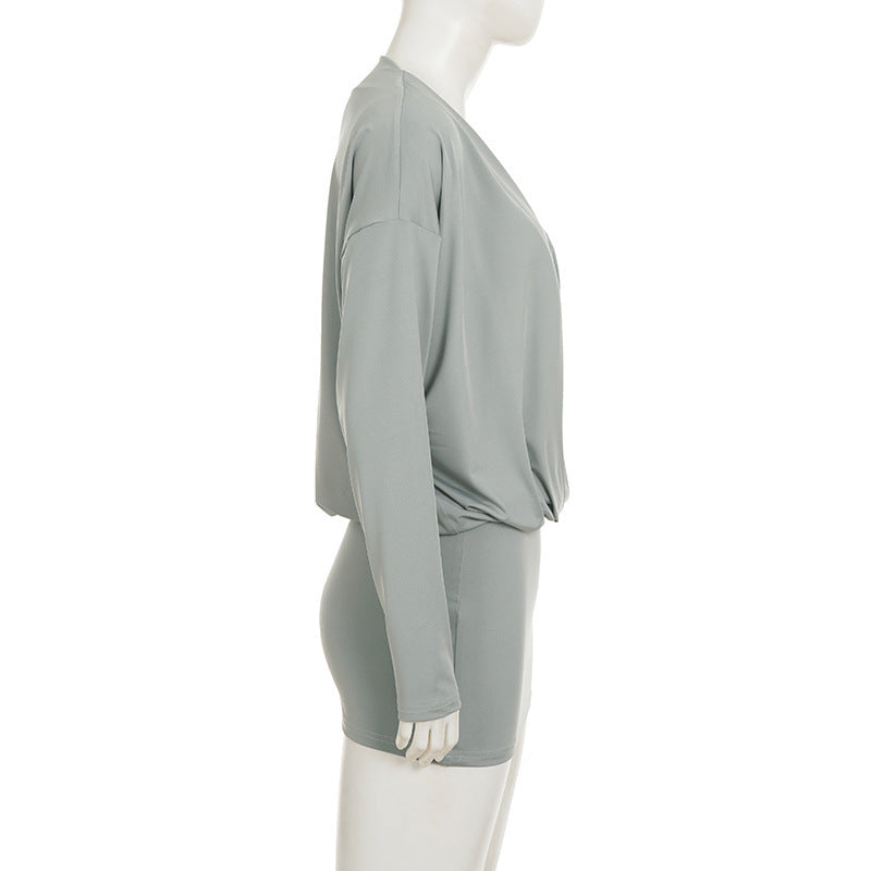 Women sexy V-neck long-sleeved bodycon dress 8