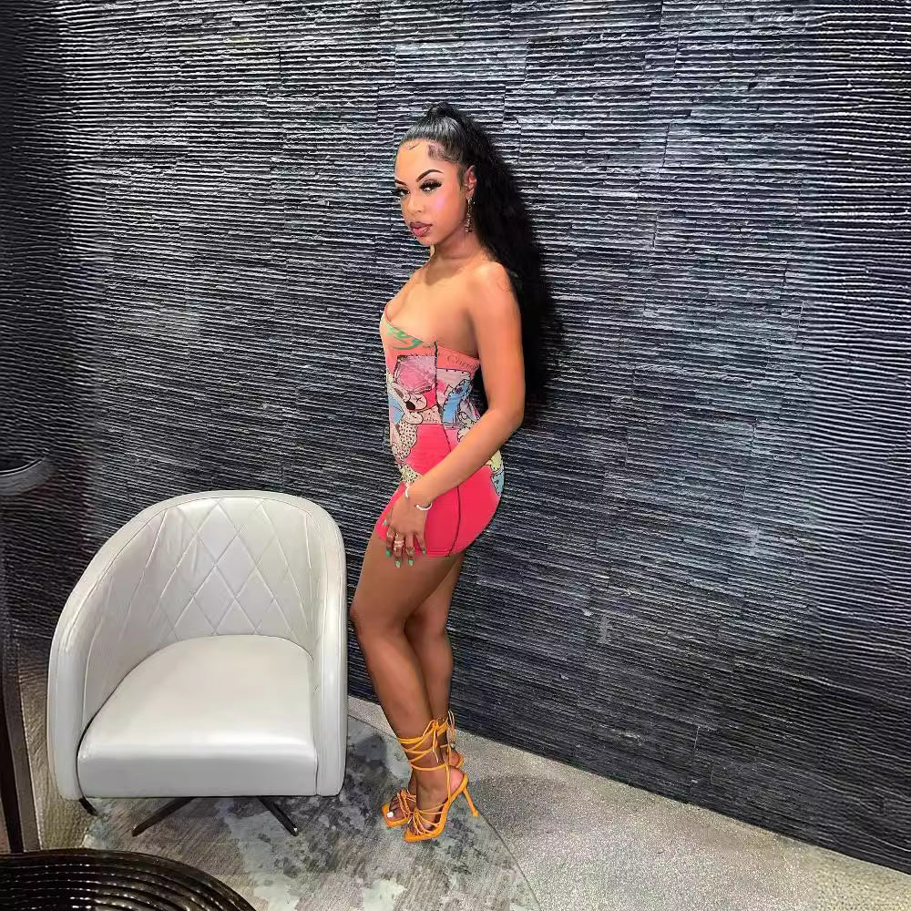 Women's Fashion Casual Positioning Print Strap Dress 6