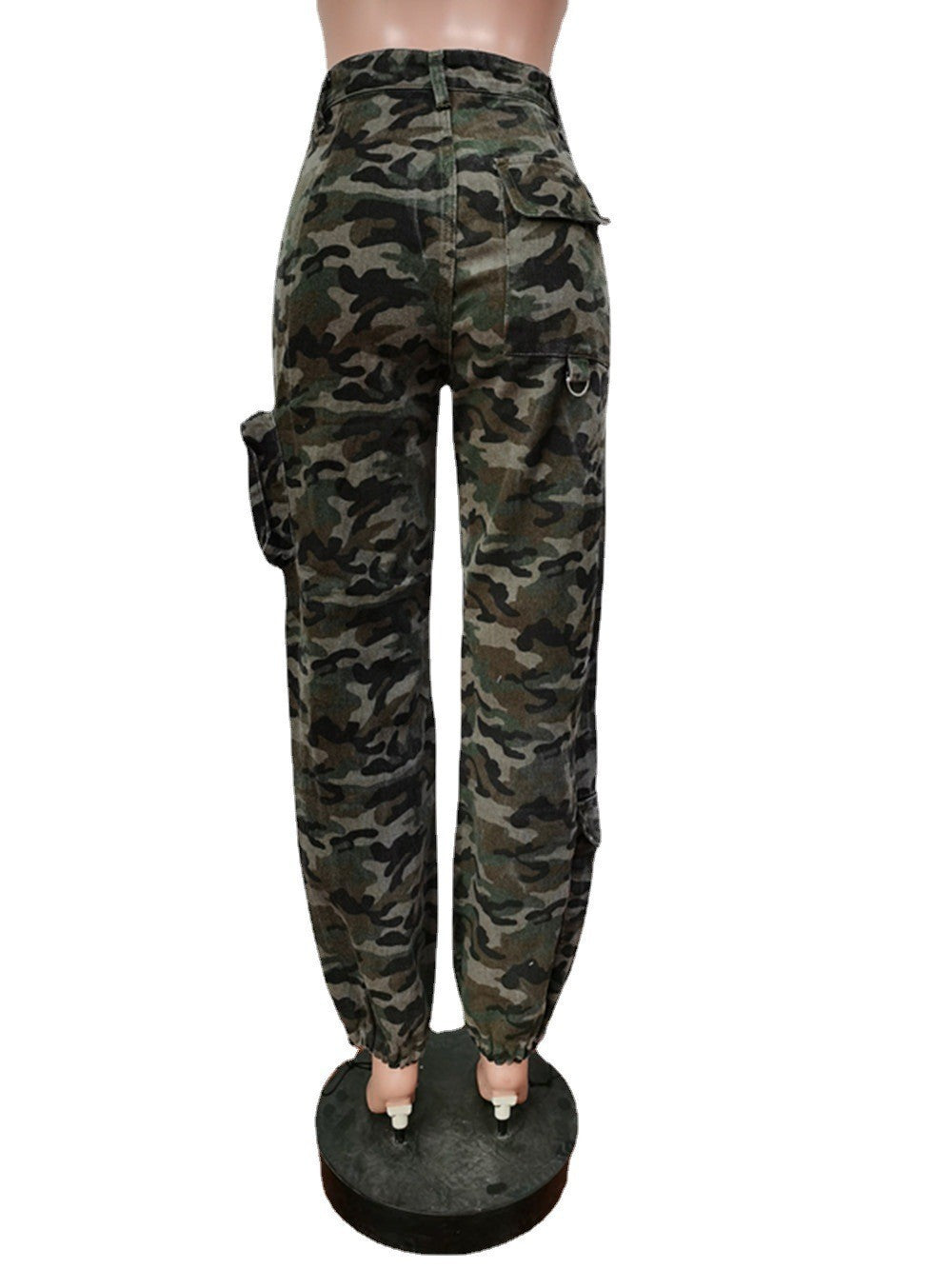 Women Denim Camo Cargo Pants 8