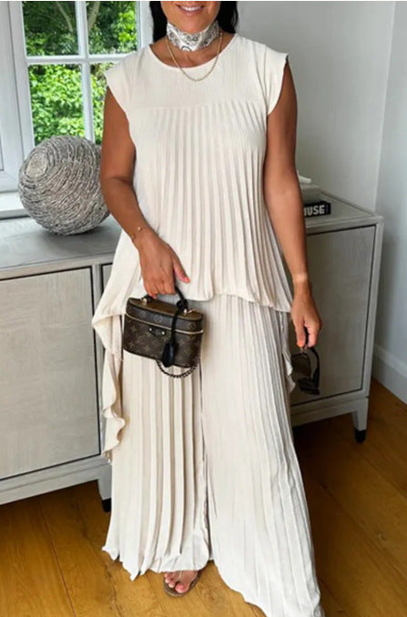 Women Round Neck Solid Raglan Sleeve Top and Pants Two-piece Set 4