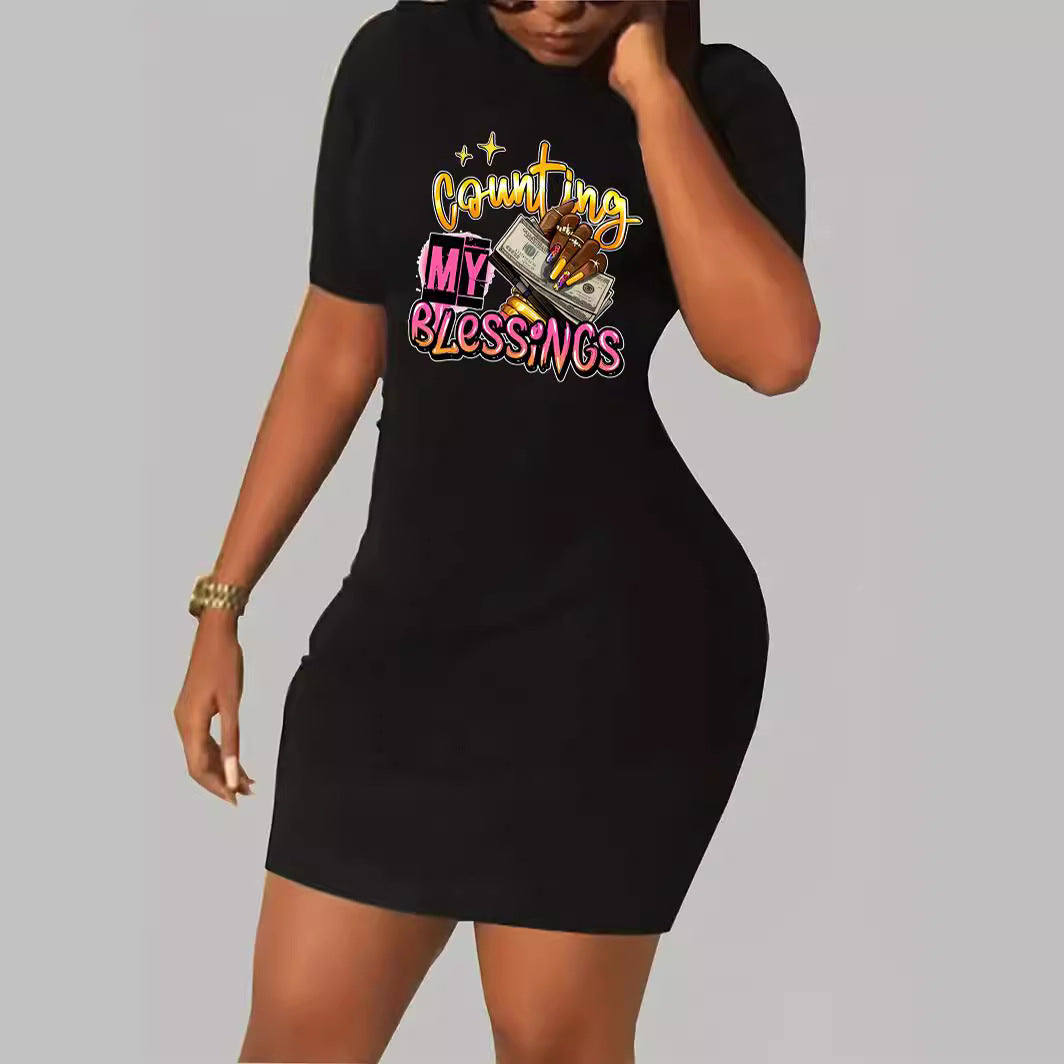 Women Printed Round Neck Casual Dress 3