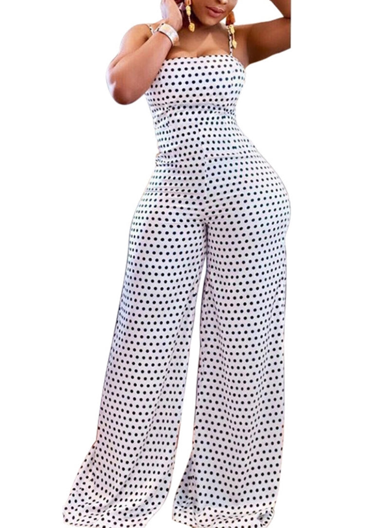 Summer Black Polka Strap Formal Jumpsuit 3