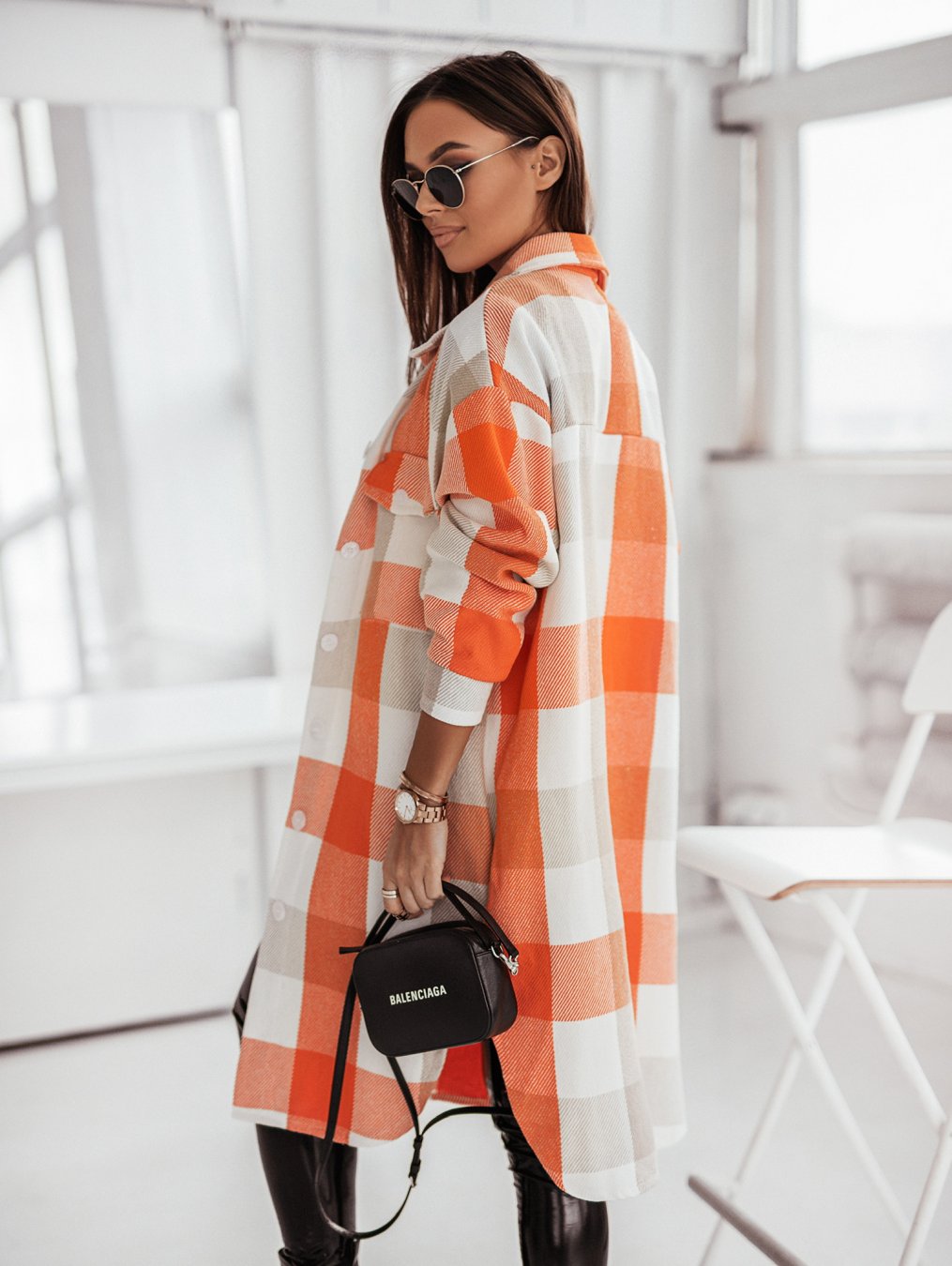 Autumn And Winter Multi-Color Plaid Long Fashionable Shirt Woolen Jacket 17