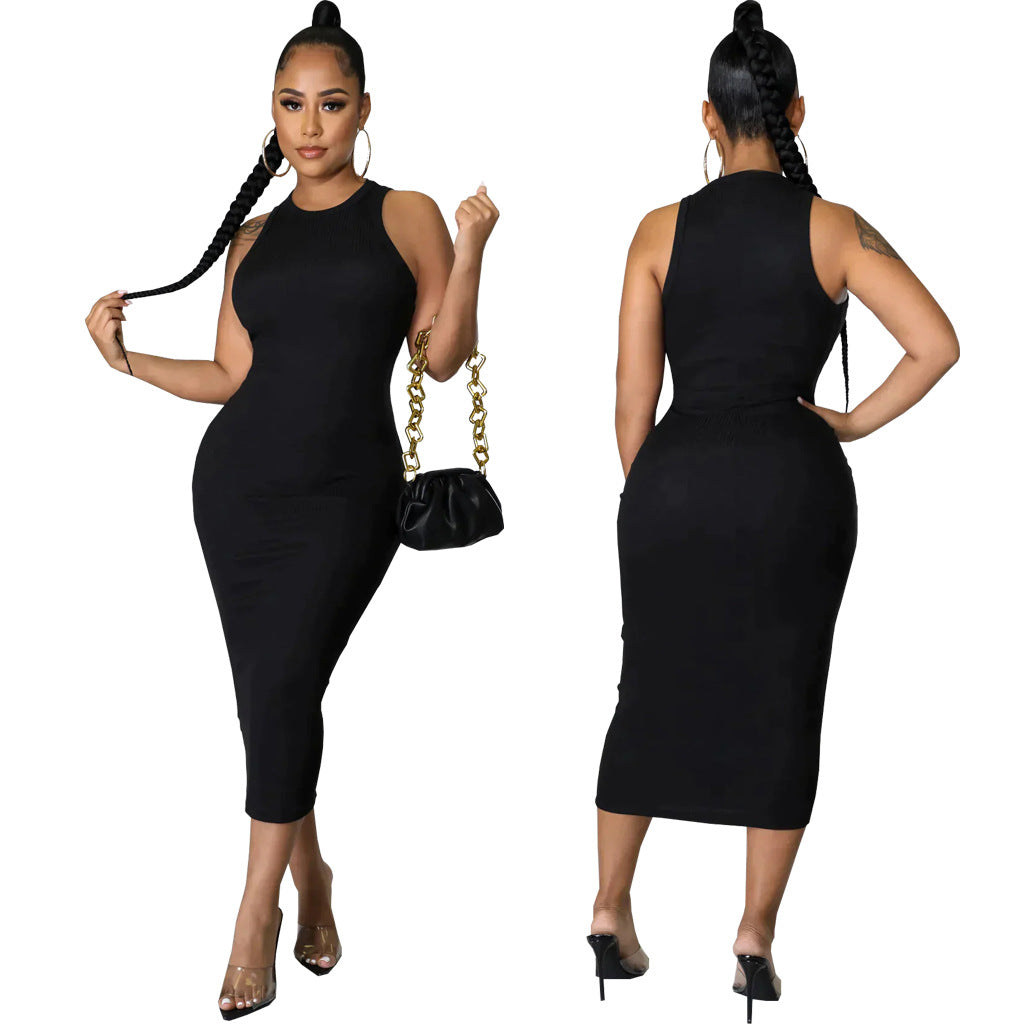 Women's Sexy Solid Color Fashion Sleeveless Bodycon Dress 8