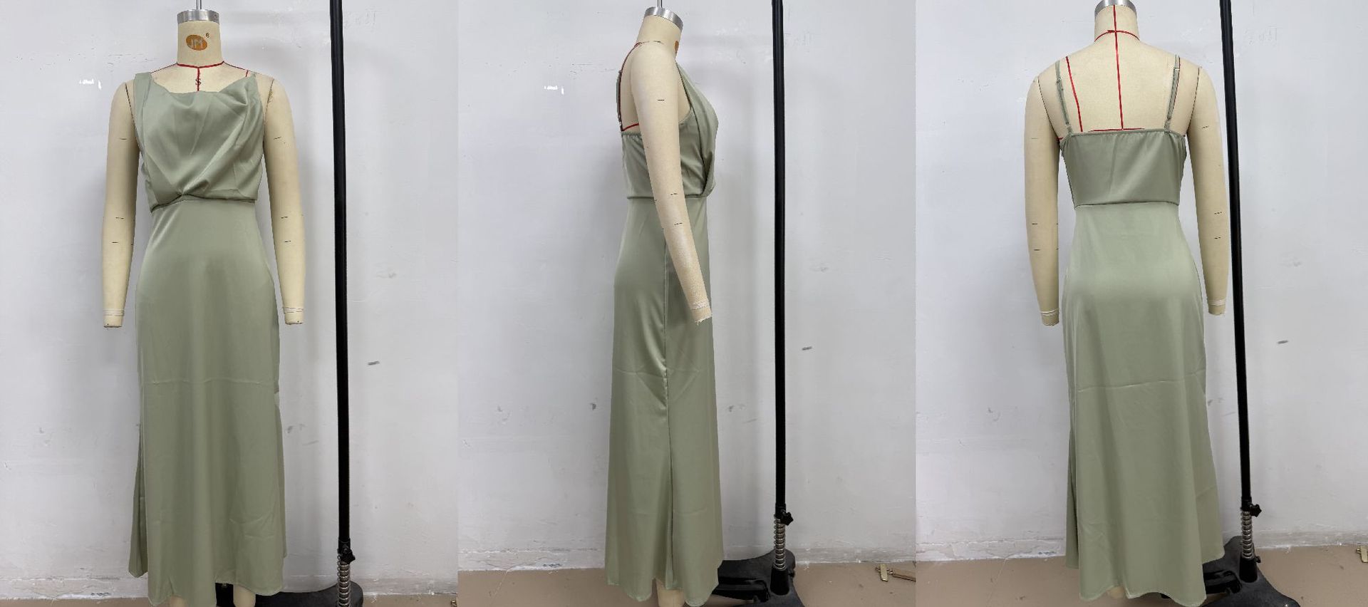 Women Summer Solid Satin Suspender Sexy Dress 32