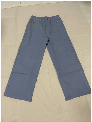 Women Casual High Waist Loose Straight Pants 35
