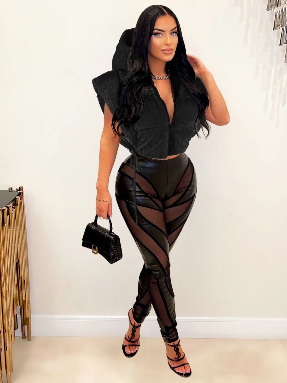 Women winter hooded warm vest jacket 8