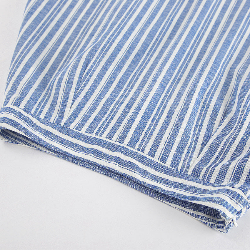 Women Striped V-Neck Sleeveless Top and Skirt Two-Piece 20